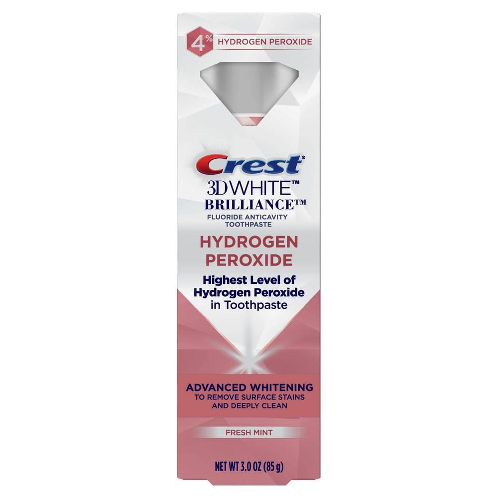 Crest 3D White Brilliance Hydrogen Peroxide Toothpaste, Fresh Mint, 3