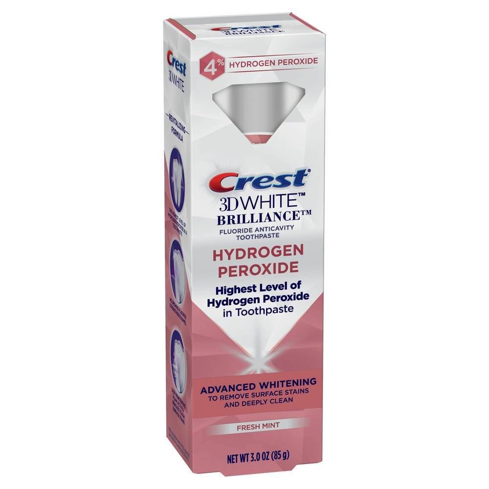 Crest 3D White Brilliance Hydrogen Peroxide Toothpaste, Fresh Mint, 3