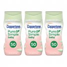 Coppertone Pure & Simple Baby Mineral Sunscreen Lotion, SPF 50, 6 Fl Oz (177 mL) 3-Pack, EXP 12/2023