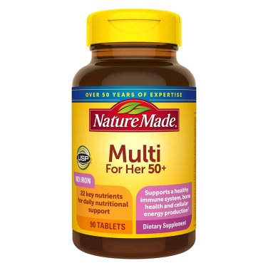 Nature Made Multi For Her 50+, Womens 50 Plus Multivitamin, No Iron, 90 Tablets