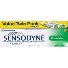 GSK Sensodyne Fresh Mint Fluoride Toothpaste, 3.52 oz (100 g) Twin Pack, Exp 09/2022
