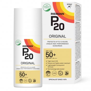 Riemann P20 Original SPF 50 Sunscreen Spray, 200ml (6.7 FL OZ), Made in Denmark