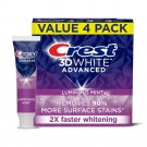 Crest 3D White Advanced Luminous Mint Toothpaste, 3.7 Oz (104 g) Pack of 4