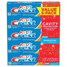 Kid's Crest Cavity Protection Toothpaste, 4.6 oz (130 g) - Sparkle Fun Bubble Gum (5 PACK) EXP 5/26