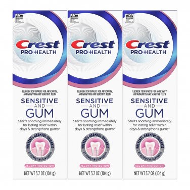 Crest Pro Health Sensitive and Gum Toothpaste, All Day Protection, 3.7 oz (104 g) 3 PACK