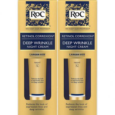RoC Retinol Correxion Deep Wrinkle Night Cream, 1.1 fl oz (33 ml) 2-PACK, Anti-Aging Face Cream