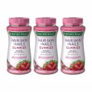 Natures Bounty Hair, Skin & Nails Gummies with Biotin, Strawberry, 80 Gummies (3 PACK)