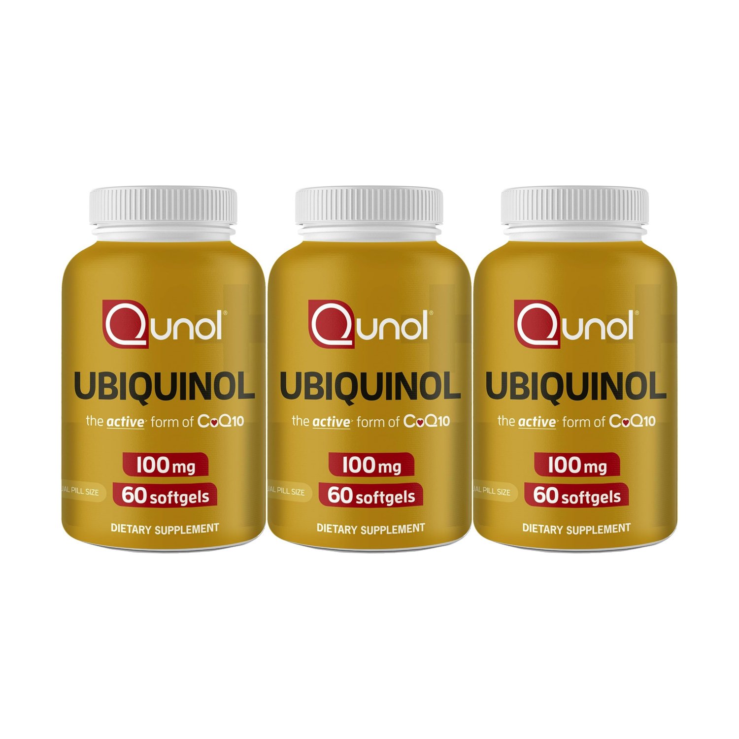 Qunol Ubiquinol 100 mg, 60 Softgels (3 PACK) EXP 07/2026