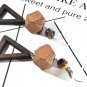 Handmade Oversize Natural Tiger's eye Wood Earrings Sterling Silver