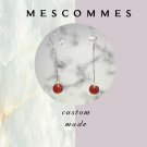 Handcrafted Minimalist Natural Red Agate Cherry Drop Earrings Sterling Silver