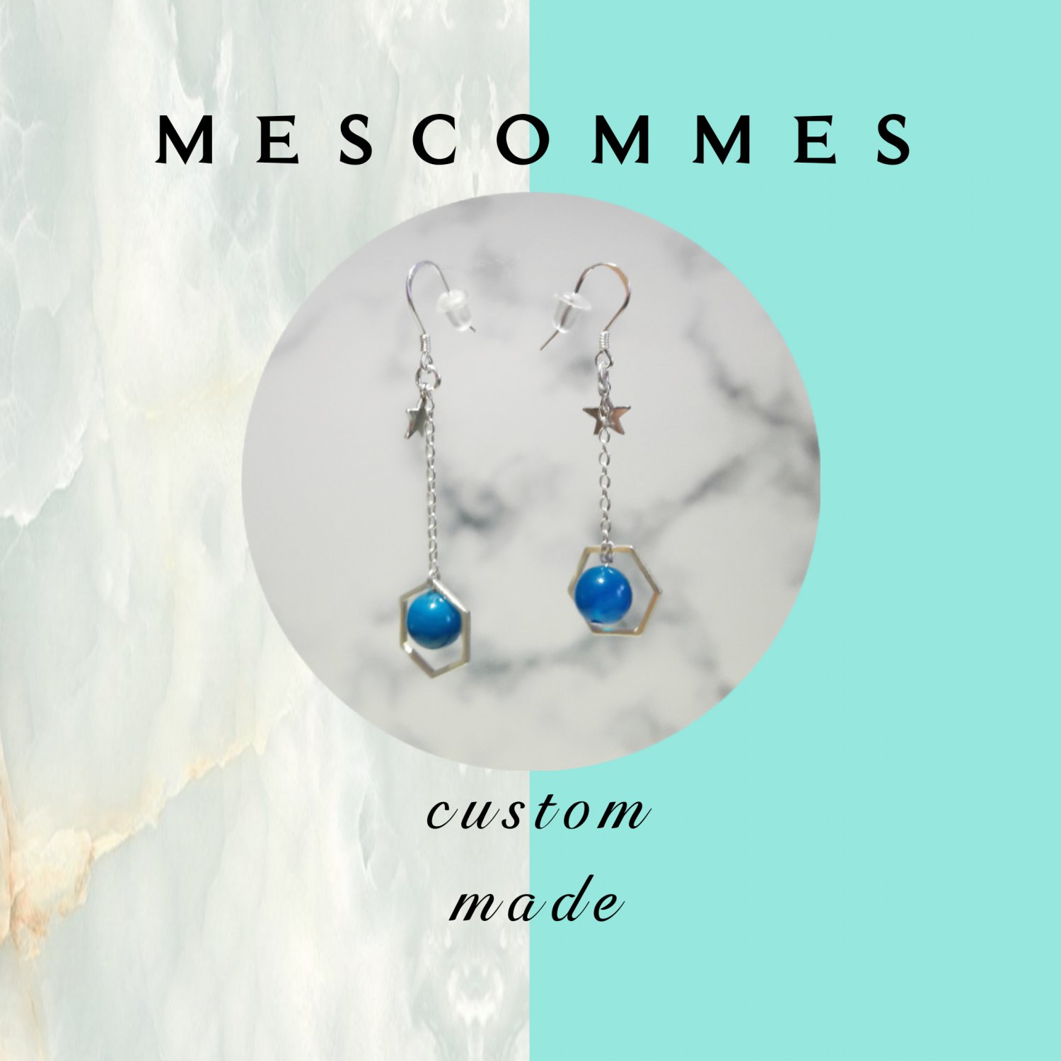 Handcrafted Minimalist Natural Blue Agate Drop Earrings Sterling Silver