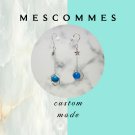 Handcrafted Minimalist Natural Blue Agate Drop Earrings Sterling Silver