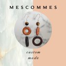 Handcrafted Retro Vintage Natural Wood Stone Drop Earrings Sterling Silver