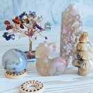 51A, Crystal Set, Crazy lace agate, Agate Sphere, Flower agate Deer, Crystal Tree