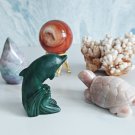 59B, Crystal Set,Green Aventuring Dolphin,Flower Aagte Turtle,Ocean Jasper,Carnelian,Calcite