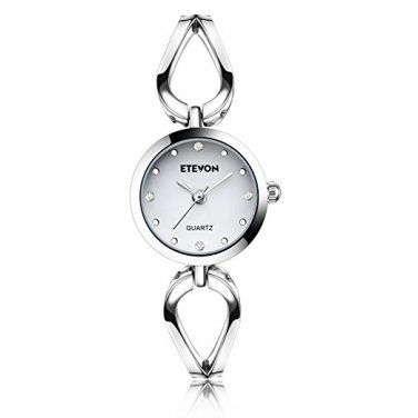 ETEVON Women&acirc;��s Quartz Silver Wrist Watch with Small Crystal Dial  (FREE SHIPPING WITHIN 5 DAYS)