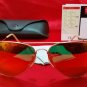 Authentic Ray Ban Aviator Sunglasses Matte Gold, Flash Mirror Orane 62mm