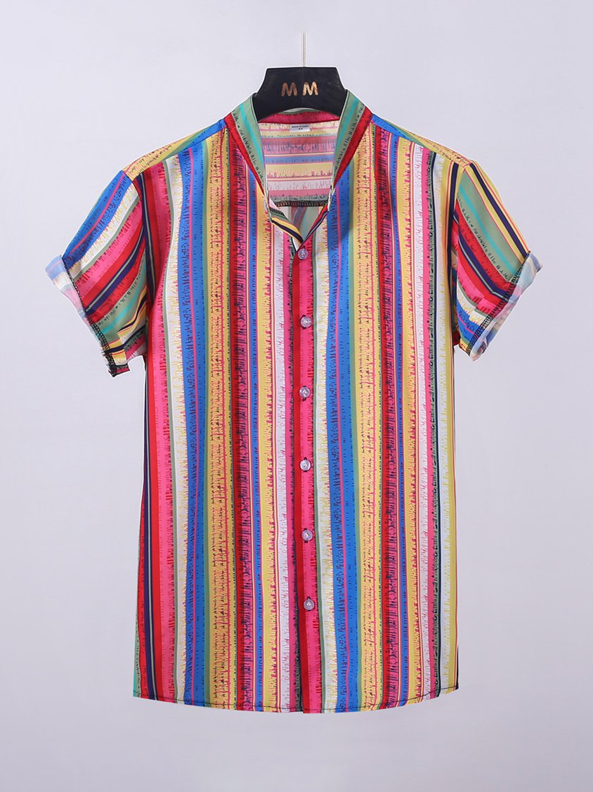 Casual Striped Single-breasted Men Shirts