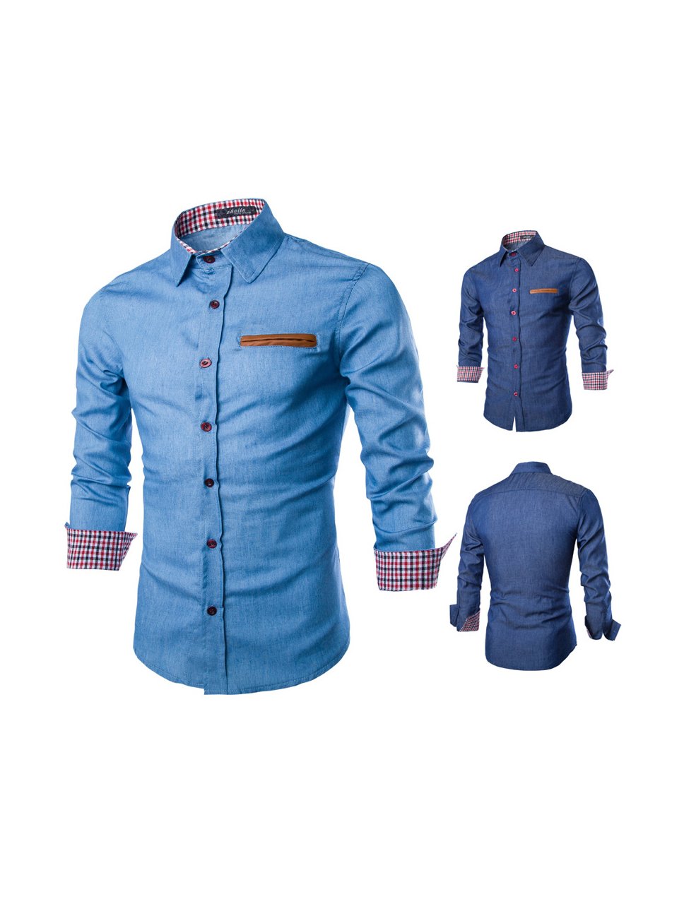 Turndown Collar Denim Shirt For Men