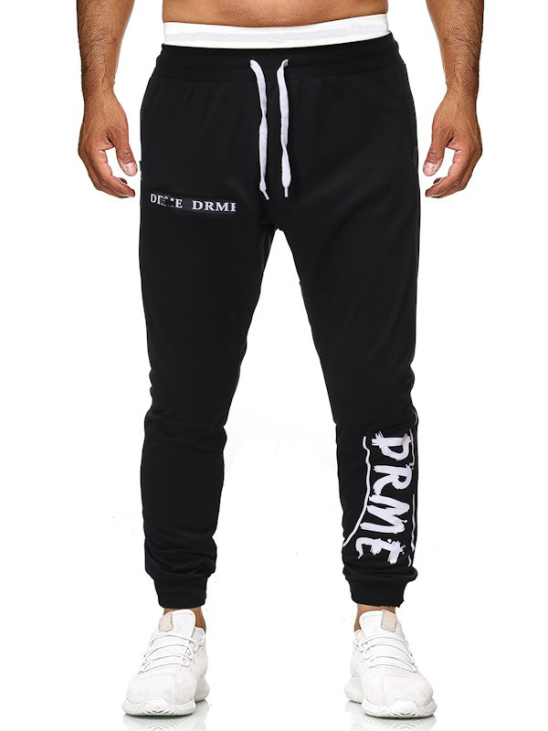 Sport Style Letter Drawstring Men Jogger Trousers