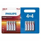 Philips Power Alkaline Battery Aaa Lr03 4+4 Unit