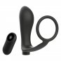 Penis Ring With Remote Control Anal Plug Black Rechargeable