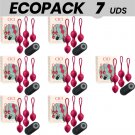 Ecopack 7 Uds - Cici Beauty Premium Silicone 3 Vibrating Kegel Beads Remote Control