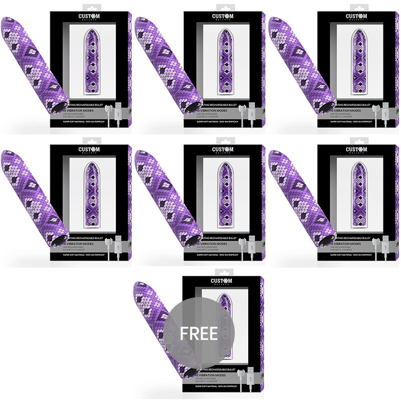 Custom Bullets Rechargeable Snake Purple Magnetic Bullet 10 Intensities 6 + 1 Free