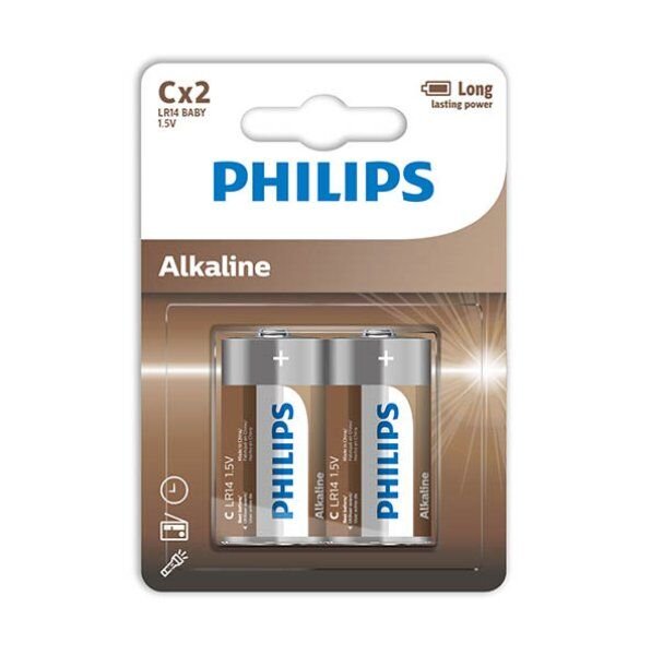 Philips Alkaline Batteries C Lr14 Blister*2