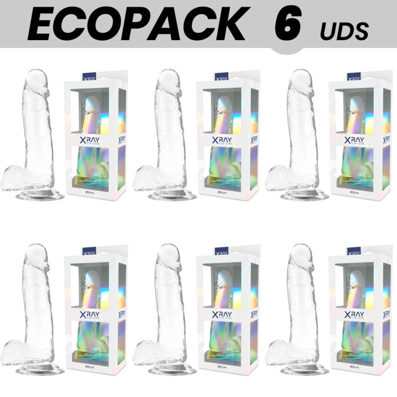 Ecopack 6 Uds - Xray Clear Transparent Realistic Dildo 20cm X 4.5cm