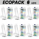 Ecopack 6 Uds - Xray Clear Transparent Realistic Dildo 18.5cm X 3.8cm