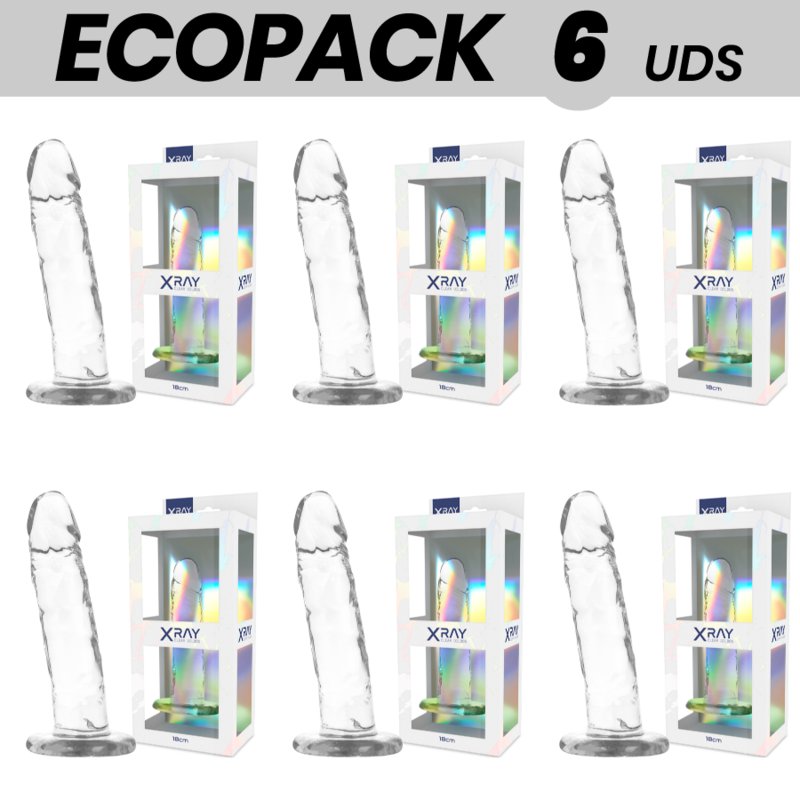 Ecopack 6 Uds - Xray Clear Transparent Dildo 18cm X 4cm