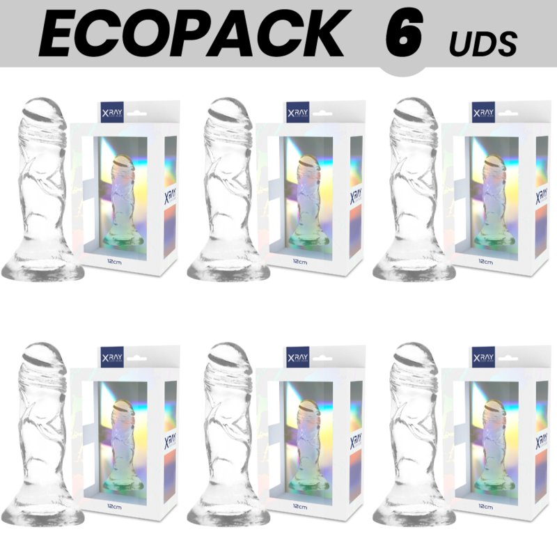 Ecopack 6 Uds - Xray Clear Transparent Dildo 12cm X 2.6cm