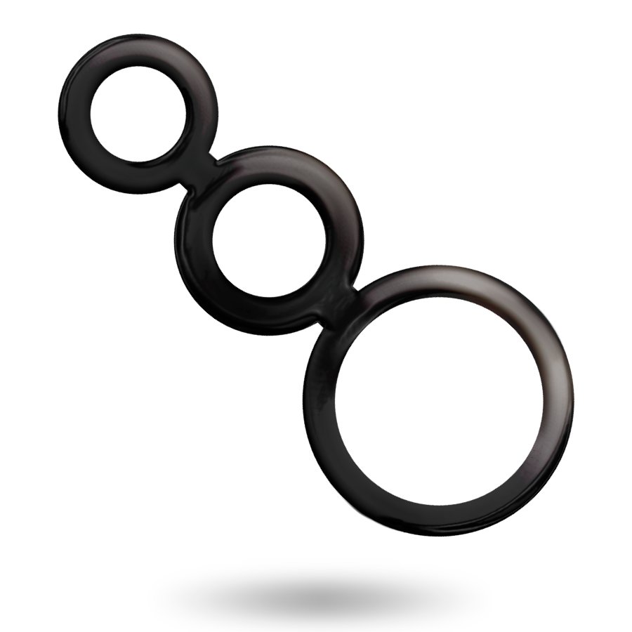 Addicted Toys Rings Set For Penis Black Tpr