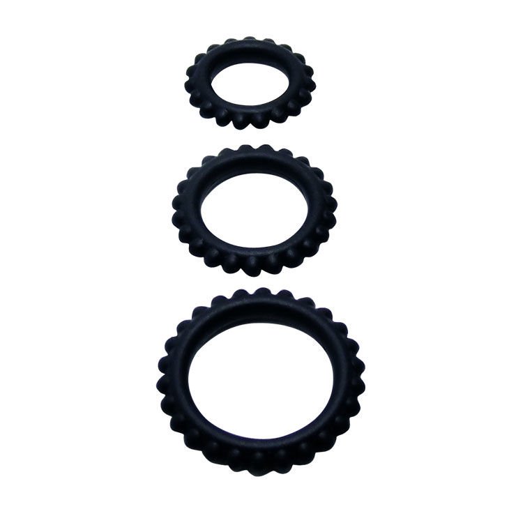 Baile Titan Set 3pcs Cock Ring Black 2.8 + 2.4 + 1.9 Cm