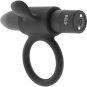 Black and Silver Cameron Rechargeable Vibrating Ring 10v Black