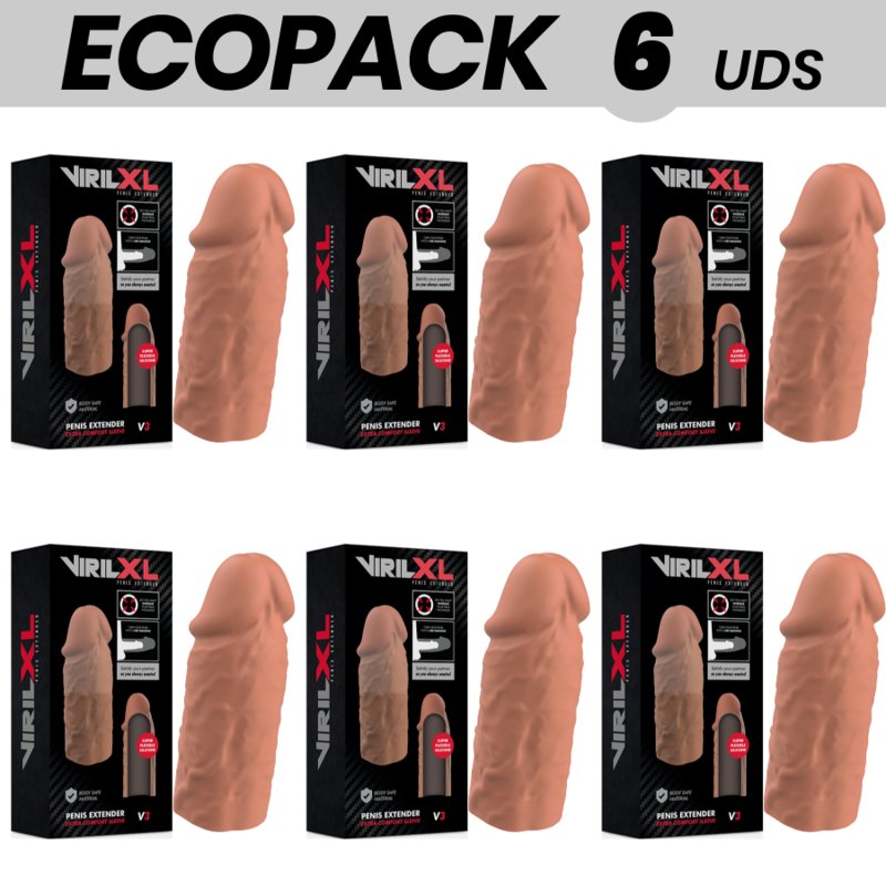 Ecopack 6 Uds - Virilxl Penis Extension Liquid Silicone V3 Brown