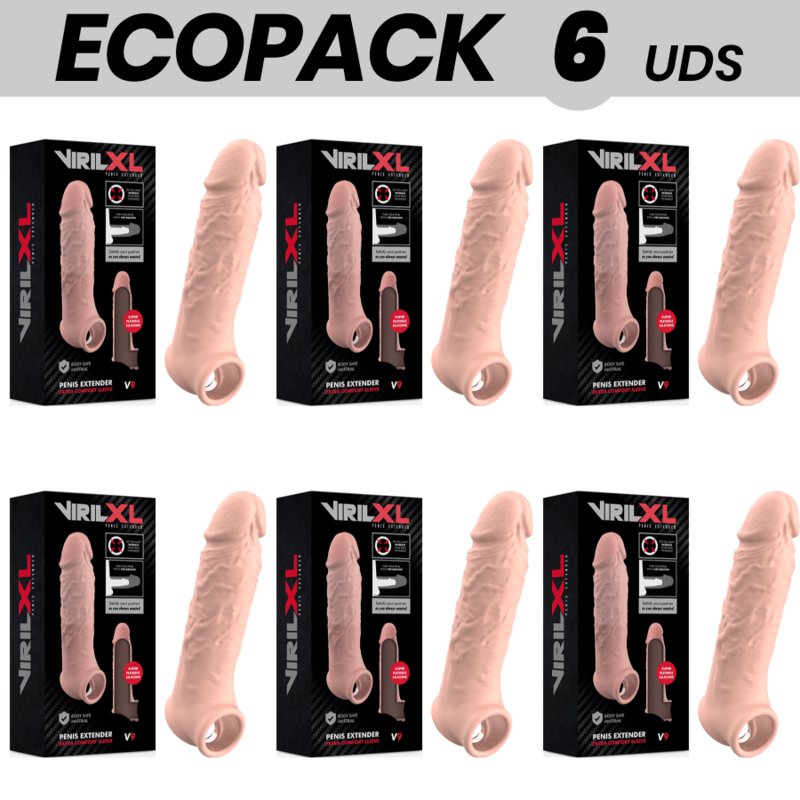 Ecopack 6 Uds - Virilxl Penis Extension Liquid Silicone V9 Natural