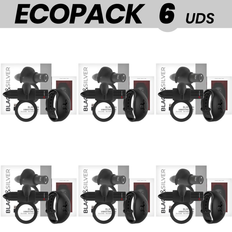 Ecopack 6 Units - Black&silver Burton Remote Control Cockring Watchme