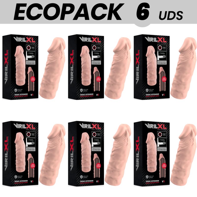 Ecopack 6 Uds - Virilxl Penis Extension Liquid Silicone V5 Natural