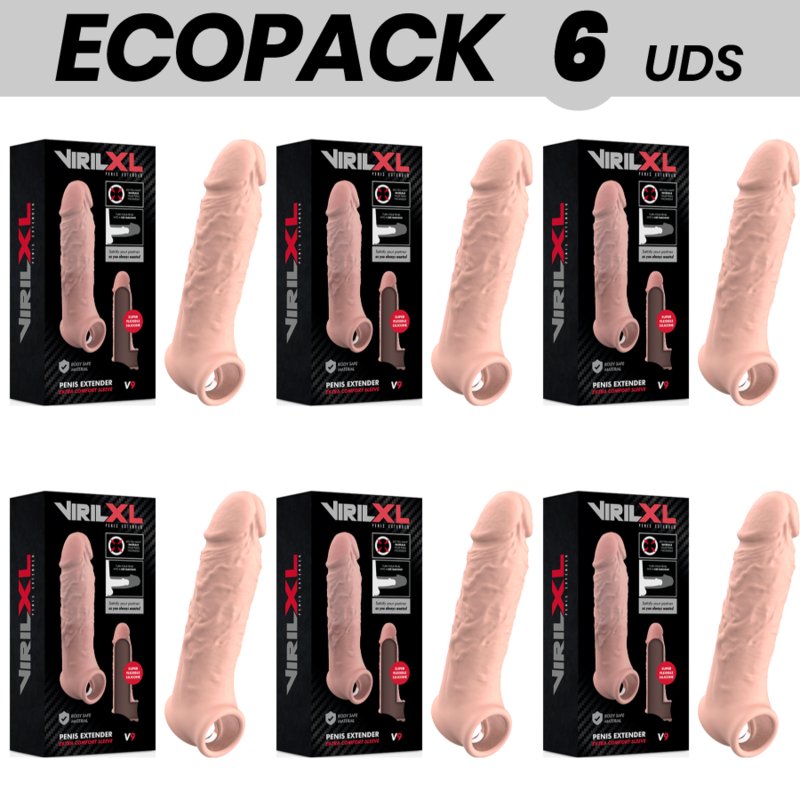 Ecopack 6 Uds - Virilxl Penis Extension Liquid Silicone V9 Natural