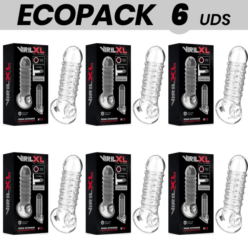 Ecopack 6 Uds - Virilxl Extension And Penis Sheath V15 Transparent