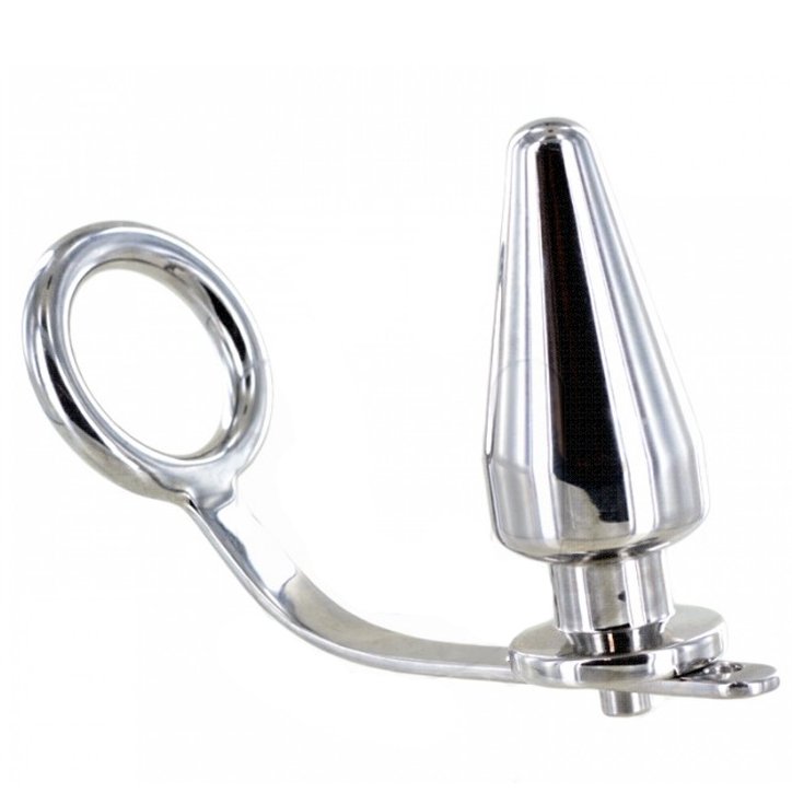 Metalhard Cock Ring With Plug Anal 50 X 50mm