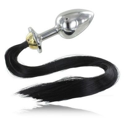 Metalhard Black Hair Pony Plug Anal 8.89cm
