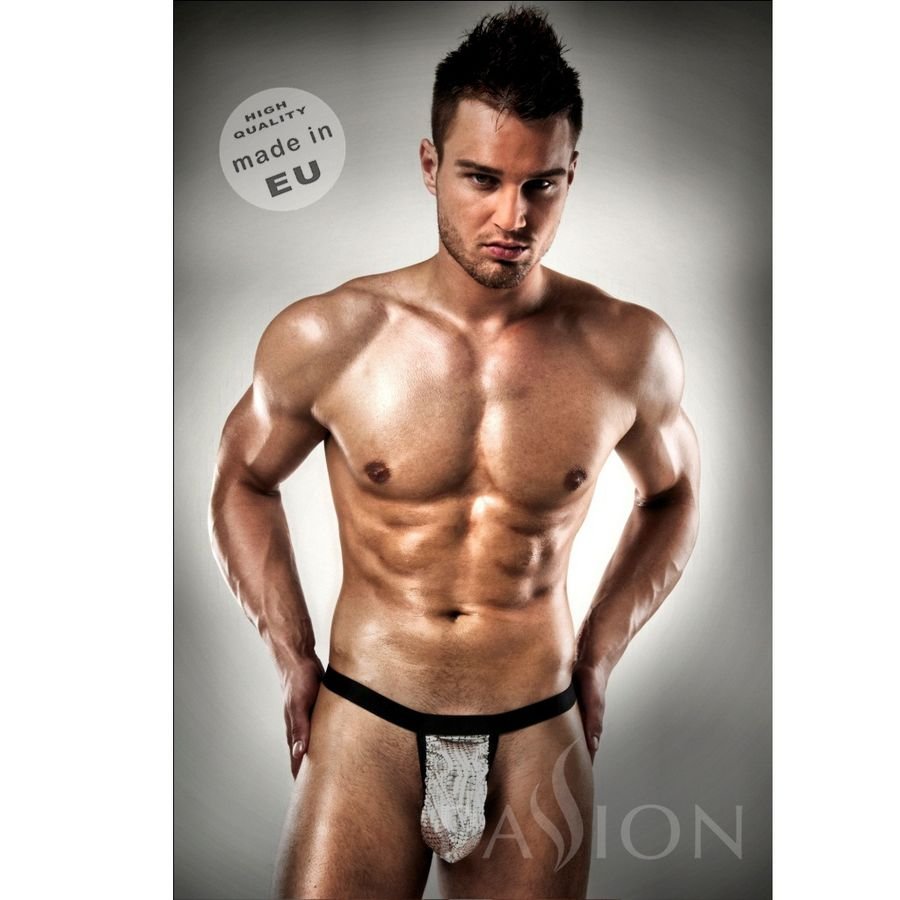 Thong White Metal By Passion Men Lingerie Komplet S/m