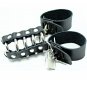 Ohmama Fetish Leather Strap Metal Ring Cock Cage With Ball Divider