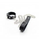 Ohmama Restraint Leather Necklace And Metallic Chain
