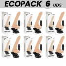 Ecopack 6 Units - Basecock Realistic Vibrator Remote Control Flesh 20cm