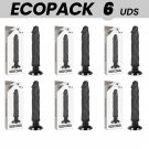 Ecopack 6 Units - Basecock Realistic Vibrator 2-1 Black 20cm