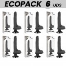 Ecopack 6 Units - Basecock Realistic Vibrator 2-1 Black 18.5 Cm